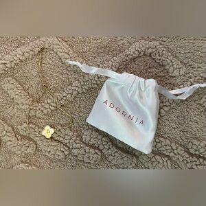 NEW W/ Bag Adornia 14k Gold Plated Mother of Pearl Initial Clover Bolo Bracelet